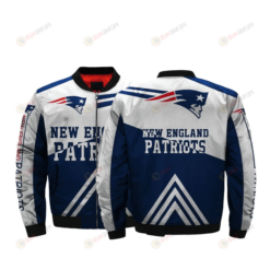 New England Patriots Team Logo Pattern Bomber Jacket - Navy Blue