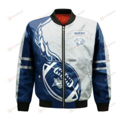 New Hampshire Wildcats Bomber Jacket 3D Printed Flame Ball Pattern