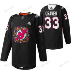 New Jersey Devils 33 Ryan Graves 2022 Hispanic Heritage Night Jersey Black Warm-Up Jersey