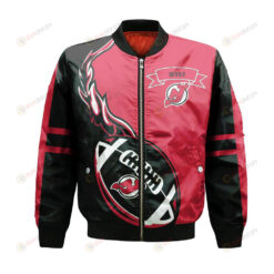 New Jersey Devils Bomber Jacket 3D Printed Flame Ball Pattern