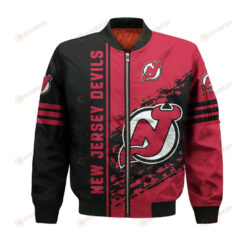 New Jersey Devils Bomber Jacket 3D Printed Logo Pattern In Team Colours