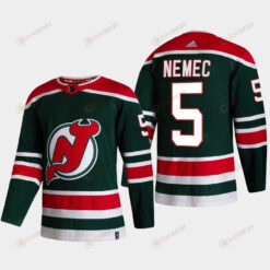 New Jersey Devils Simon Nemec 5 2022 NHL Draft Green Jersey Reverse Retro