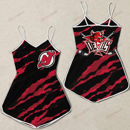 New Jersey Devils Women Romper Jumpsuit 3D Printed Team Logo Pattern On Chest
