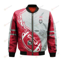 New Mexico Lobos Bomber Jacket 3D Printed Flame Ball Pattern