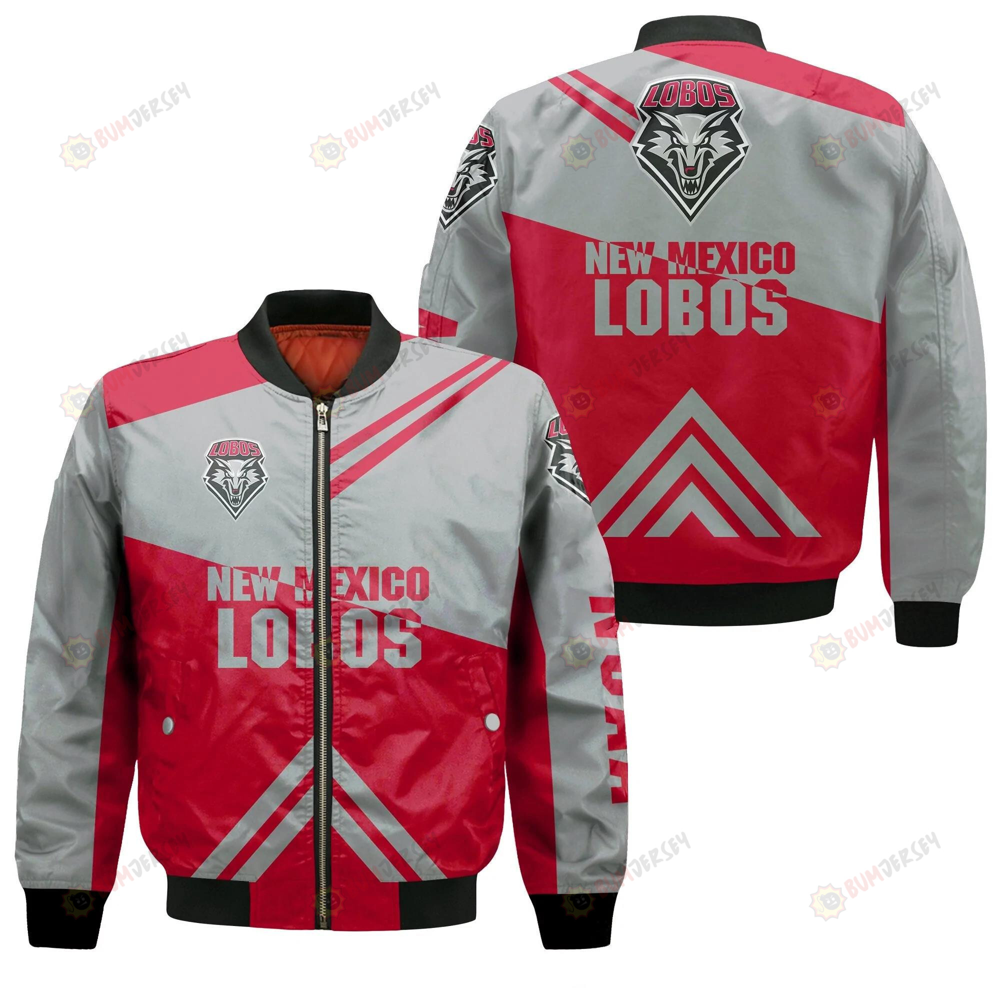 New Mexico Lobos Football Bomber Jacket 3D Printed - Stripes Cross Shoulders