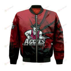 New Mexico State Aggies Bomber Jacket 3D Printed Basketball Net Grunge Pattern