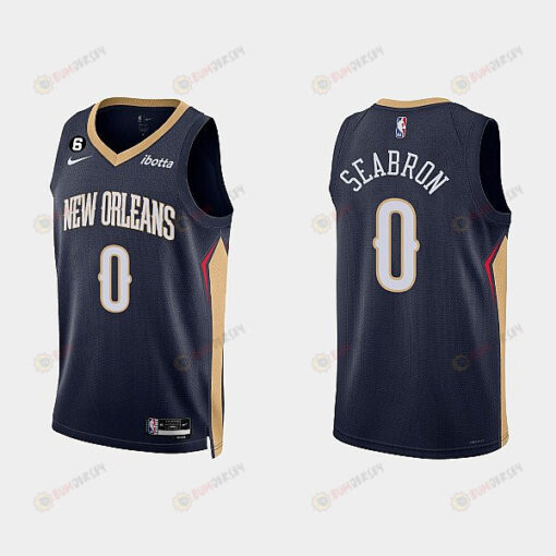 New Orleans Pelicans 0 Dereon Seabron 2022-23 Icon Edition Navy Men Jersey