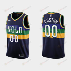 New Orleans Pelicans 00 Custom 2022-23 City Edition Navy Men Jersey