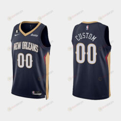 New Orleans Pelicans 00 Custom 2022-23 Icon Edition Navy Men Jersey