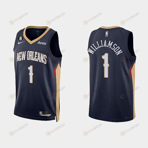 New Orleans Pelicans 1 Zion Williamson 2022-23 Icon Edition Navy Men Jersey
