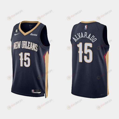 New Orleans Pelicans 15 Jose Alvarado 2022-23 Icon Edition Navy Men Jersey