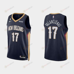 New Orleans Pelicans 17 Jonas Valanciunas 2022-23 Icon Edition Navy Men Jersey