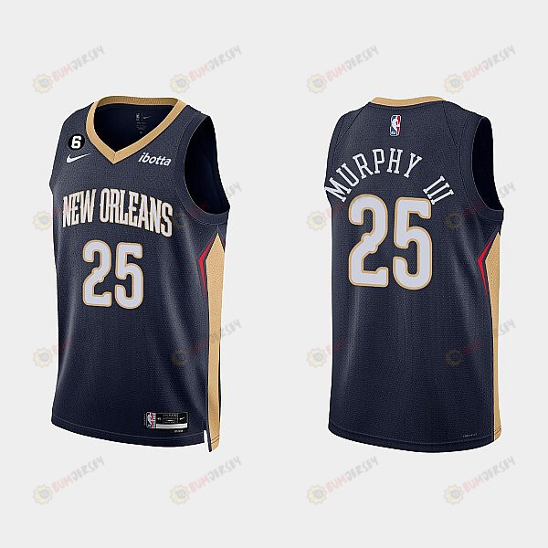 New Orleans Pelicans 25 Trey Murphy III 2022-23 Icon Edition Navy Men Jersey