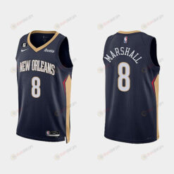New Orleans Pelicans 8 Naji Marshall 2022-23 Icon Edition Navy Men Jersey