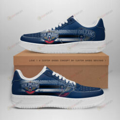 New Orleans Pelicans Logo Stripe Pattern Air Force 1 Printed In Blue