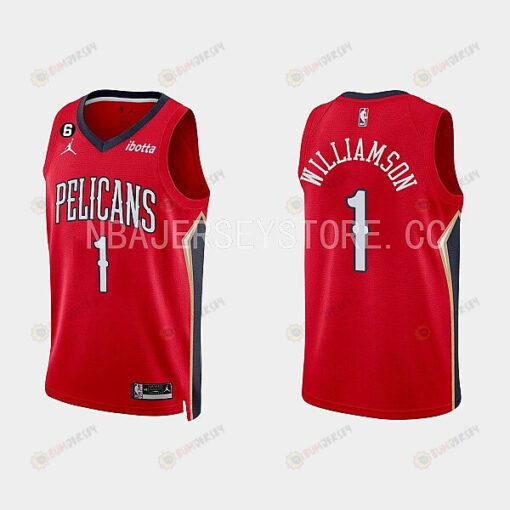 New Orleans Pelicans Zion Williamson 1 Red 2022-23 Statement Edition Men Jersey