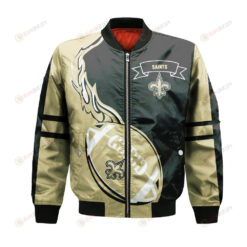 New Orleans Saints Bomber Jacket 3D Printed Flame Ball Pattern