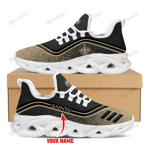 New Orleans Saints Border Logo Pattern Custom Name 3D Max Soul Sneaker Shoes