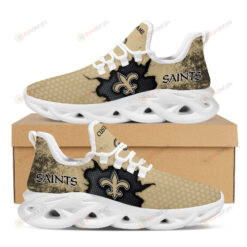 New Orleans Saints Cracked Design Logo Pattern Custom Name 3D Max Soul Sneaker Shoes