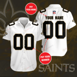 New Orleans Saints Custom Name And Number Curved Hawaiian Shirt In White