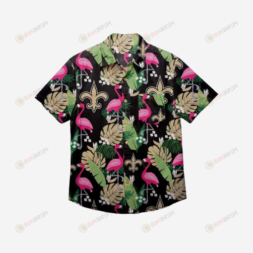 New Orleans Saints Floral Button Up Hawaiian Shirt