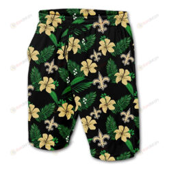 New Orleans Saints Leaf Pattern Hawaiian Summer Shorts Men Shorts In Green - Print Shorts