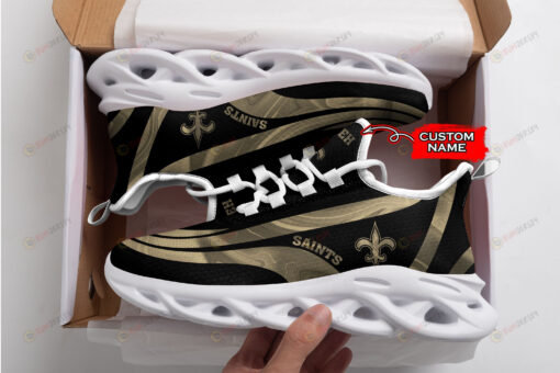 New Orleans Saints Logo Color Stripe Pattern Custom Name 3D Max Soul Sneaker Shoes