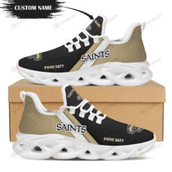 New Orleans Saints Logo Custom Name Pattern 3D Max Soul Sneaker Shoes In Black And Brown