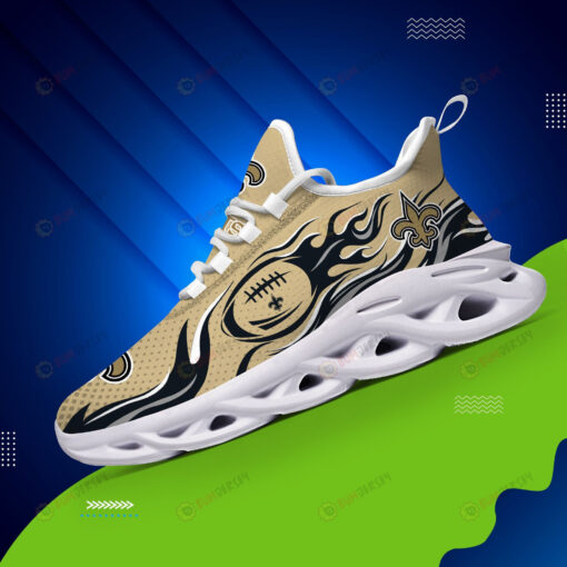 New Orleans Saints Logo Fireball Pattern 3D Max Soul Sneaker Shoes