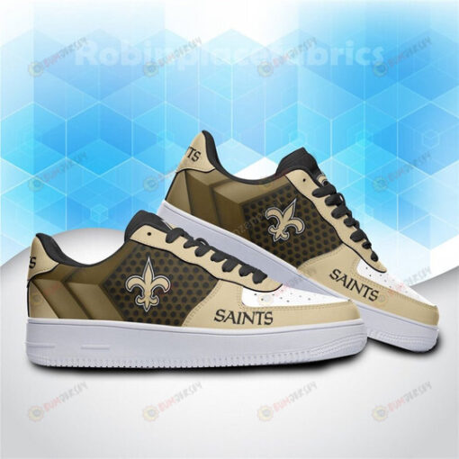 New Orleans Saints Logo Pattern Air Force 1 Printed In Old Gold