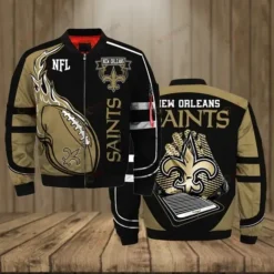 New Orleans Saints Logo Pattern Bomber Jacket
