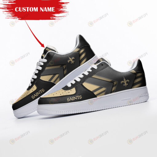 New Orleans Saints Logo Pattern Custom Name Air Force 1 Printed In Black Yellow