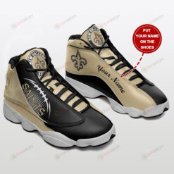 New Orleans Saints Logo Pattern Custom Name Air Jordan 13 Shoes Sneakers In Gold Black