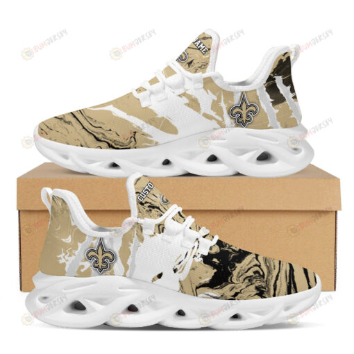 New Orleans Saints Logo Slick Pattern Custom Name 3D Max Soul Sneaker Shoes