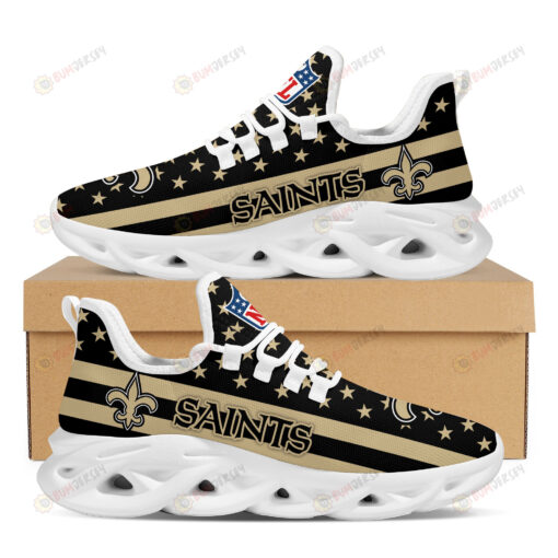 New Orleans Saints Logo Stripe And Stars Pattern 3D Max Soul Sneaker Shoes