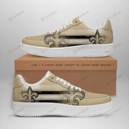 New Orleans Saints Logo Stripe Pattern Air Force 1 Printed In Old Gold