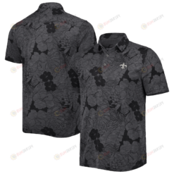 New Orleans Saints Men Polo Shirt Floral Flowers Pattern Printed - Black
