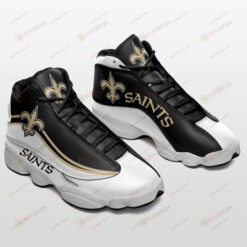 New Orleans Saints Pattern Air Jordan 13 Shoes Sneakers In Black And White