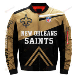 New Orleans Saints Team Logo Pattern Bomber Jacket - Black And Yellow