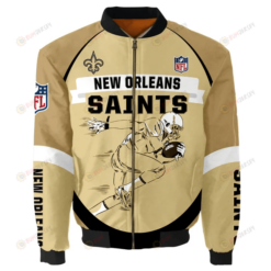 New Orleans Saints Team Logo Pattern Bomber Jacket - Yellow