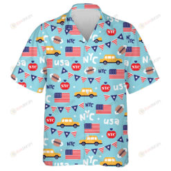 New York City Lovers Independence Day Blue Background Hawaiian Shirt