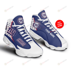 New York Giants Air Jordan 13 Personalized Name Sneakers Shoes In Navy White