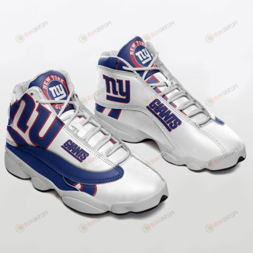 New York Giants Air Jordan 13 Sneakers Shoes In White Blue