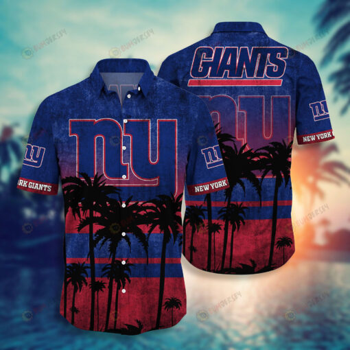 New York Giants Black Coconut Tree ??3D Printed Hawaiian Shirt