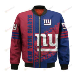 New York Giants Bomber Jacket 3D Printed Logo Pattern In Team Colours