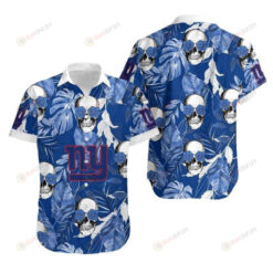 New York Giants Coconut Leaves And Skulls Hawaiian Shirt