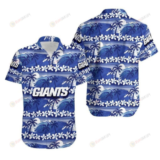 New York Giants Coconut Tree Waves ??3D Printed Hawaiian Shirt