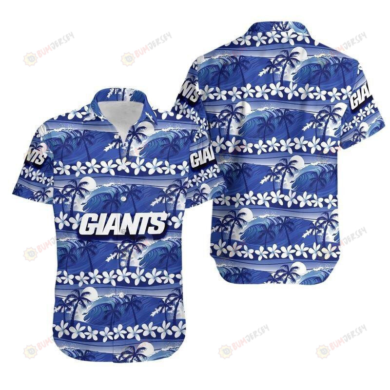 New York Giants Coconut Tree Waves Hawaiian Shirt