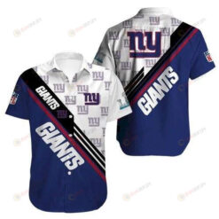 New York Giants Curved Hawaiian Shirt In Navy And White