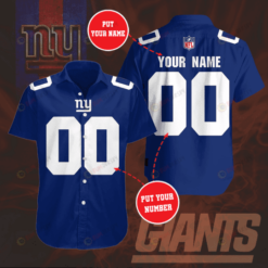New York Giants Custom Name And Number Curved Hawaiian Shirt